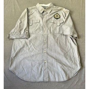 Eight 732 Button Up Shirt Adult 2XL Gray‎ Logo Short Sleeve Casual Mens.